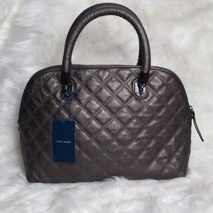 Cole Haan Benson Quilted Dome Satchel - Gunmetal Grey - New with Tag